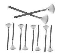 PAMINGONO 10pcs Fan Shaped Makeup Brushes Small Highlighter and Loose Powder Applicator Soft Facial Blending Brush for Precise Contouring and Acid Essence Application Portable