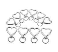 PAMINGONO 10pcs Heart Shaped Lobster Claw Keychain Clips with Smooth Spring Ring Mechanism Zinc Alloy Carabiner Clasps for Keys Bags Wristlets and Outdoor Accessories