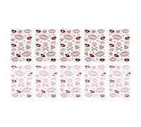 PAMINGONO 10pcs Valentine's Day Rhinestone Lip Kiss Stickers, Red and Pink Heart-shaped Temporary Lip Tattoo Decals for Party Makeup and Body Decoration