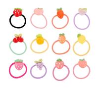 PAMINGONO 12 Pairs Hair Ties for Colorful Soft Rubber Elastics Cartoon Fruit Design Small Ponytail Holders Hair Bands