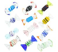 PAMINGONO 12Pcs Abstract Painted Glass Candy Ornaments Mixed Styles, Vintage Desktop Decoration, Handcrafted Glass Candy Artworks for Home and Office Display