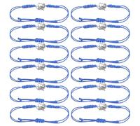PAMINGONO 12pcs Adjustable Blue Cheerleading Bracelets and Women, Handmade Braided String Wristbands, Football Game Day Accessories, Cheer Team Bulk Set