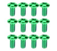 PAMINGONO 12pcs Bicycle Disc Brake Bolts Titanium Steel M5x10mm Green Screws with Wide Compatibility and Corrosion Resistance for Kinds of New and Old Bikes and Touring Bikes