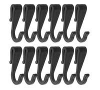 PAMINGONO 12pcs Black Plastic S-Hooks with Clip-on Buckle for Kitchen Utensils, Plant Hanger, Bag and Clothes Hooks - Sturdy Hanging Storage Solution for Kitchen, Closet, and Garden