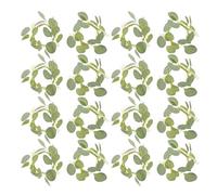 PAMINGONO 12pcs Easter Napkin Rings Set with Boho Eucalyptus Leaf Design, Greenery Spring Wreath Serviette Buckle Holders for Wedding and Party Table Decoration