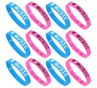 PAMINGONO 12pcs I Love Music Silicone Wristbands for Concert Festivals and Electronic Music Events, Comfortable for Longterm Wear, Stylish Hip Hop Style Party Favors with Unique Appearance
