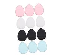 PAMINGONO 12Pcs Small Makeup Powder Puff Dual Use Wet Dry Face Sponges for Foundation Cream and Concealer Portable Mini Applicators Black Blue Pink White for Home and Travel Use
