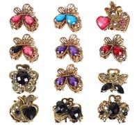 PAMINGONO 12pcs Small Mini Hair Claw Clips Vintage Style Acrylic and Alloy Material Designed to Hold Hair in Place and Create Casual Hairstyles for Going out Or Office Use Assorted style