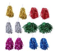 PAMINGONO 12pcs Straight Handle Cheerleading Pom Poms Lightweight Pet Material Cheer Props for Sports Events and Competition Cheering, Eye-catching and Won't Hurt Your Fingers