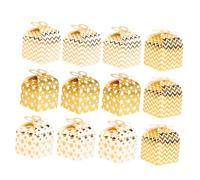 PAMINGONO 12pcs Vivid Color Party Candy Boxes for Weddings and Showers Decorative Paper Favor Containers with Gold Foil Star Wave Design Stylish Small Gift and Jewelry Storage Cases
