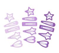 PAMINGONO 15Pcs Purple Snap Hair Clips for - Five-Pointed Star, Heart, Teardrop, Rectangle, Four-Pointed Star Metal Barrettes Set for Thin Hair and Everyday Styling
