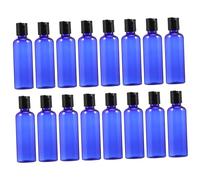 PAMINGONO 16pcs 100ml Blue Pet Refillable Lotion Bottles with Black Leakproof Caps, Travel Toiletries Containers for Cosmetic Dispensers and Liquid Soap Storage