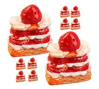 PAMINGONO 16Pcs Artificial Strawberry Cake Decoration Set, Realistic 3-Layer Simulation Dessert Model for Cake Shop Display and Photography Prop