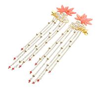 PAMINGONO 1pair Elegant Maple Leaves Hair Clips Tassels Traditional Chinese Style Hairpins for Weddings Parties and Everyday Wear Hair Accessories for Teen Girls