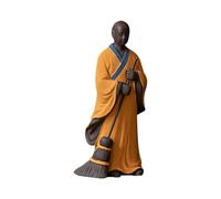 PAMINGONO 1pc Chinese Zen Style Purple Clay Monk Figurine Desktop Ornament Creative Sweeping Monk Statue for Home Office Desk Decoration Meditation Buddhist Art Adornment