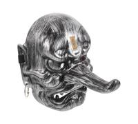 PAMINGONO 1pcs Halloween Japanese Cosplay Mask Demon Samurai Mask Silver Plastic Retro Scary Traditional Decorative Educational Value for Dance Party Themed Event
