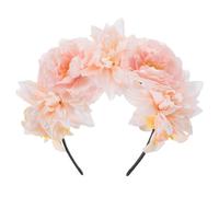 PAMINGONO 1pcs Pink Floral Headband Double-sided Cloth Flower Hair Accessories Crown Vintage Retro Stylish Headwear for Travel Photography Dressing Enhancing Fashion Sense and Standout