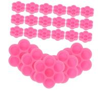 PAMINGONO 2-in-1 Flower Shape Pink False Lash Glue Cup 200pcs Disposable Eyelash Glue Holder Finger Ring for Easy Application