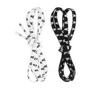 PAMINGONO 2 Pair Flat Shoelaces Printed Shoe Laces Skull Pattern Polyester Elastic Drawstrings for Canvas Shoes 120cm Black and White