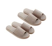 PAMINGONO 2 Pairs Summer EVA Slippers Non-slip Cotton Linen Soft Sole for Hotel Home Guests Lightweight Breathable Open Toe Footwear