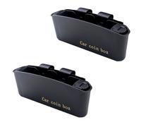 PAMINGONO 2 Pcs Car Coin Holder and Door Storage Box Set, Black Pp Material with Long Life and Good Grip, for Car Decoration and Organizing Loose Change Efficiently