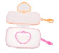 PAMINGONO 2 Pcs Portable Baby Wipes Dispenser Case Travel Wipe Holder for Diaper Bags Heart-shaped Design in White Pink and White Orange for On-the-go Parents