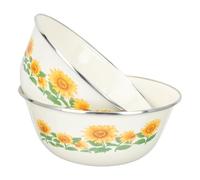 PAMINGONO 2 Pieces Enamelware Bowls Set, 18cm Chinese Style Soup and Salad Bowls, Food Storage Containers for Fresh Keeping, Suitable for Household and Instant Noodles