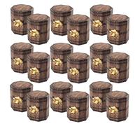 PAMINGONO 20pcs Hexagonal Wooden Candy Boxes Wood Grain Treasure Chest Design Foldable Mini Treasure Box for Pirate Party Favors Birthday Decorations
