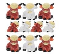 PAMINGONO 20pcs Mini Highland Cow Resin Figurines Cute Tiny Resin Animals for Fairy Garden Dollhouse Moss Landscape DIY Craft Decorations Bulk Micro Landscape Accessories