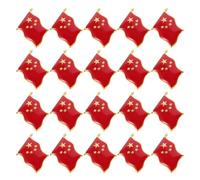 PAMINGONO 20pcs Red Alloy National Flag Brooch Pins with Five-pointed Star Design, Fade-resistant and Versatile Accessory for National Day Celebrations and Themed Events