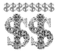 PAMINGONO 20pcs Silver Sign Nail Charms 3d Metallic Manicure Decorations with Rhinestones Luxury Nail Art Accessories for DIY