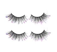 PAMINGONO 2pairs Sequins False Eyelashes for Women Extension Lashes Glitter for Daily Makeup Looks Lightweight Comfortable Wear