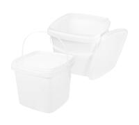 PAMINGONO 2Pcs 5L Square Plastic Buckets with Lids, White Handheld Multi-Functional Small Food Storage Containers, Portable Water and Snack Storage Pails for Household Use