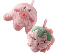 PAMINGONO 2pcs Bath Sponge Shower Puff for Women Soft Fluffy Mesh Body Wash Balls with Rich Exfoliating Loofahs for Deep Cleansing and Skin Care Includes Pink Strawberry Octopus Designs