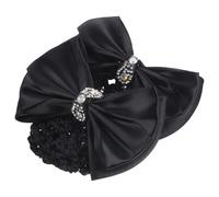 PAMINGONO 2pcs Black Bow Hair Net Clips Hair Accessories for Women Lightweight Metal and Fabric Material with Rhinestone Suitable for Working Special Days