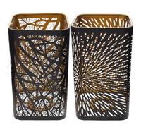 PAMINGONO 2pcs Black Metal Lamp Shade for Table Lamps, Square Hollow Out Design with Lightweight Iron Material, Eye Protection Feature, for Bedroom or Anywhere You Want