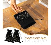 PAMINGONO 2pcs Black Velour Tarot Card Drawstring Pouches Portable Organizer Bags for Avoiding Losing Tarot Cards and Wrapping