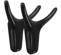 PAMINGONO 2pcs Black Zinc Alloy Cow Horn Wall Hooks for Coat, Hat, Umbrella and Key Hanging, Wall Mounted Decorative Storage Hooks for Home Organization