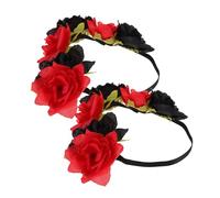 PAMINGONO 2pcs Bridal Flower Headband Bride Headband Elastic Floral Hair Accessory Wedding Headpiece for Wedding Party Bride Floral Women Fashion