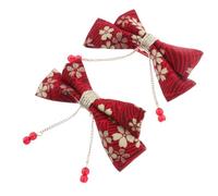 PAMINGONO 2pcs Chinese Traditional Style Hair Clips for Bowknot Barrette Hairpins in Red Iron Material, Delicate Design to Stop Hair being Messy for Daily Life and Activities