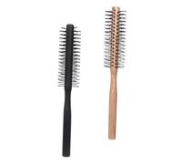 PAMINGONO 2Pcs Curly Hair Brush Wooden Roller Styling Comb for Blow Drying Volume Smooth Bristles for Hair Lightweight Design for Easy Use for Home Hair Styling