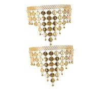 PAMINGONO 2pcs Dance Headgear Gold Headband Head Band Headbands Gold Headpiece Hair Accessories Boho Hair Chain Dance Head Jewelry Sequin Head Jewelry Belly Dancer Costume Pvc Golden