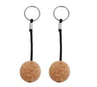 PAMINGONO 2pcs Floating Cork Ball Keyrings Wooden Buoyant Key Rings