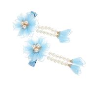 PAMINGONO 2pcs Flower Tassel Hair Accessories for Girls Decorative Headdress for Year Parties Style Hairpins for Cloth Material