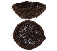 PAMINGONO 2Pcs Handmade Rattan Bird Nest 25Cm Artificial Twig Nest for Small Parakeet and Finch Breeding Natural Decorative for Garden Cage and Home Use