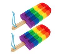 PAMINGONO 2Pcs Ice Cream Shaped Shower Loofah Body Exfoliator Scrubber Soft Bath Sponge for Deep Cleansing Comfortable Grip Fun Design for Women