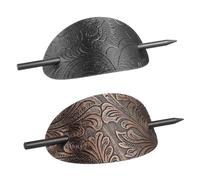 PAMINGONO 2pcs Leather Hair Sticks for Elegant Updos Simple Retro Hair Styling Clips for Women Smooth Edges Suitable for Long Curly Black Antique Bronze Colors