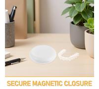PAMINGONO 2Pcs Magnetic Retainer Case with Mirror White Invisible Aligner Storage Box for Braces Holder and Teeth Soak Container, Travel-Friendly Retainer Cleaning and Soaking Case