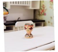 PAMINGONO 2pcs Mini Ceramic Doll House Goblets Set, Yellow Miniature Easter Egg Holders and House Decoration Photo Props for Dollhouse Display