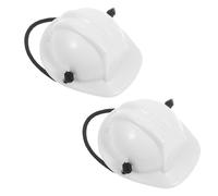 PAMINGONO 2Pcs Mini Construction Helmet Adjustable Size Comfortable Plastic Helmet with Spring Rope Realistic Design White for Dollhouse Accessories and Pets